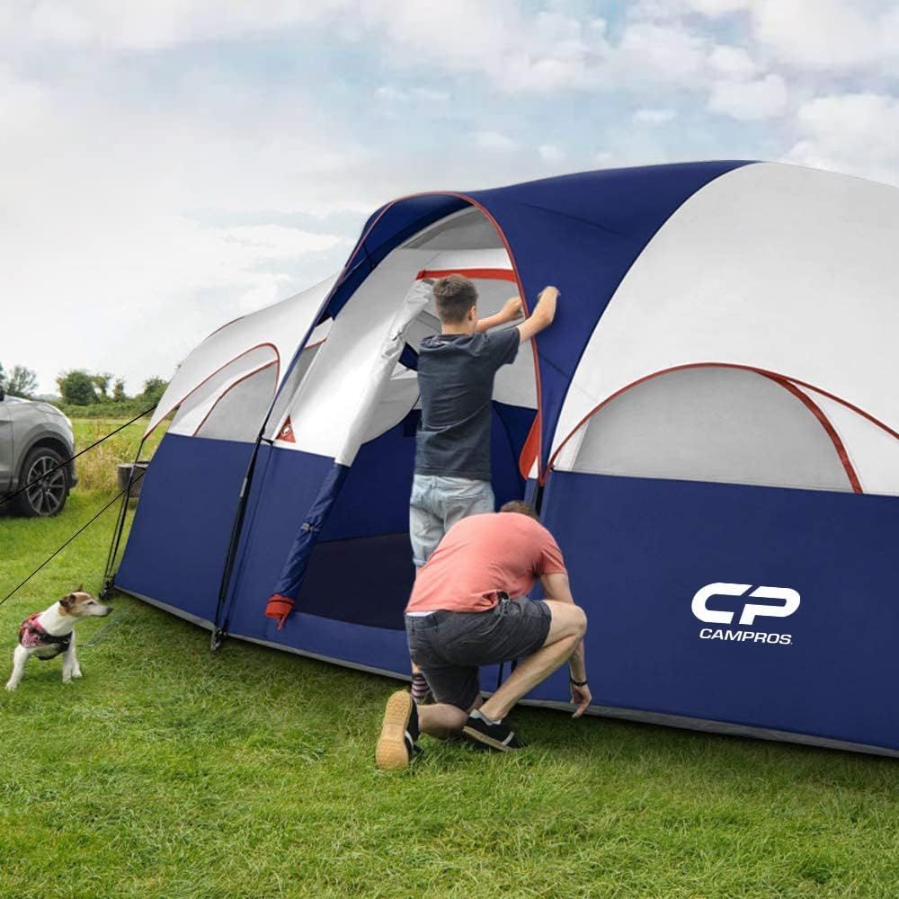 CPRO 8P Tent - Spacious, Double-Layer, 5 Mesh Windows & Partition