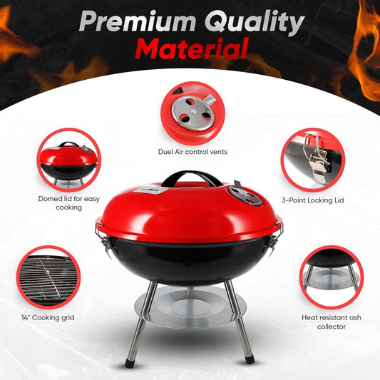 Gas One 14" Portable Grill – Locking Lid & Dual Vent for Camping, Backyard & Boating
